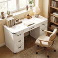 thumbnail image 2 of HOMCOM 55" Farmhouse Executive Desk with 7 Drawers, Computer Desk, White, 2 of 10