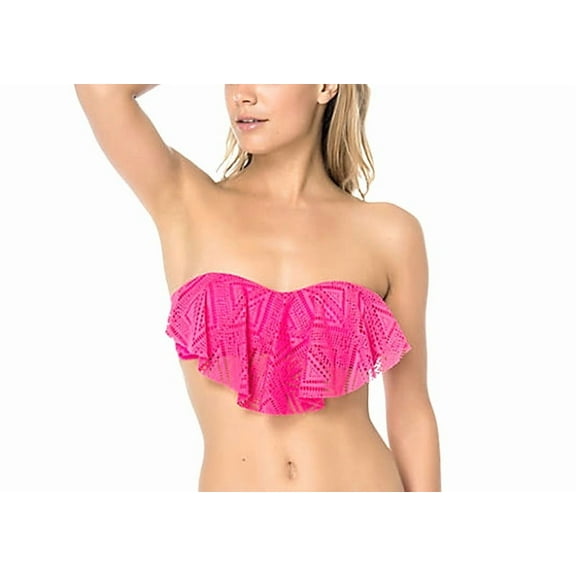 Jessica Simpson Passion Flounce Bandeau Bikini Top Swimwear Women's Small