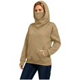 thumbnail image 2 of Women Funnel Neck Hooded Sweatshirt, Loose Fit Long Sleeve Pullover Hoodie with Kangaroo Pocket, Casual Warm Fall Winter Top Khaki XXL, 2 of 9