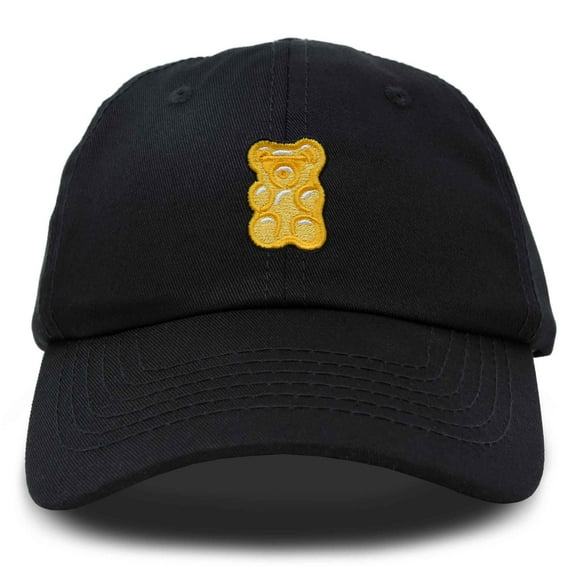 Dalix Yellow Gummy Embroidered Cotton Dad Hat Baseball Cap Adjustable Womens in Black