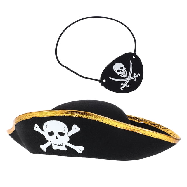 Juego de 2 sombreros piratas y parches para el ojo para niños y adultos, para cosplay, fiestas de máscaras, decoraciones de Halloween, accesorios para disfraces de piratas.