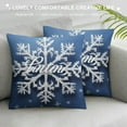 thumbnail image 3 of Heduofu Pillowcase Pillow Cover Protector Pillow Sham Winter Christmas Snowflakes New Year Blue Queen with Zipper for Long Throw Pillow White, 3 of 5