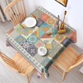 thumbnail image 2 of Multicolor Ethnic Floral and Butterfly Pattern Square Tablecloth,Waterproof Square Table Cover,Wipeable Spillproof Washable Table Cover for Home Kitchen Party Decor 42"X42"(107x107cm), 2 of 6