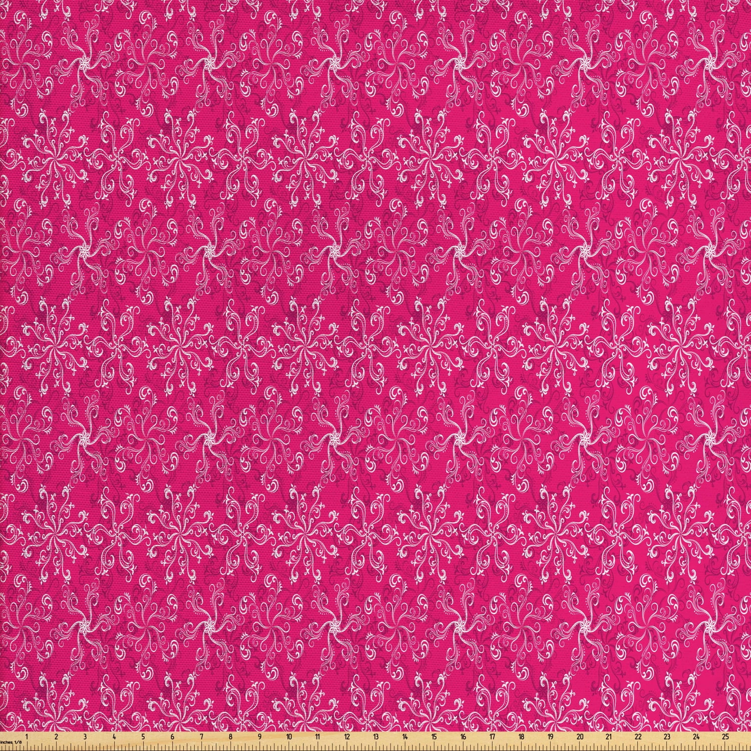 Hot Pink Fabric by The Yard, Floral Arrangement Pattern on Hot Pink
