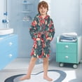 thumbnail image 5 of FORMRS Niños Bathrobe Unisex Hooded Robe Soft Plush Pajamas Sleepwear, Size 10-12T, Christmas Themed Leaves, 5 of 7