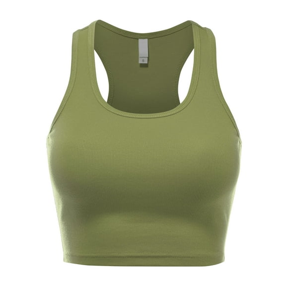 FashionMille Women Sleeveless Rib Racerback Workout Sports Crop Tank Top