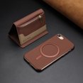 thumbnail image 6 of Allytechgroup 2-in-1 Magnetic Wallet Case for iPhone 7 / 8 / SE 2022 & 2020, Detachable Card Holder with Zipper Pocket RFID Blocking Kickstand PU Leather Protective Flip Cover with 6 Slots, Brown, 6 of 6