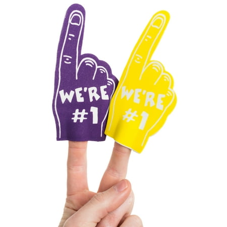 Team Spirit Colors Football Sports "We're #1" Mini 5" Foam Fingers, 2 CT