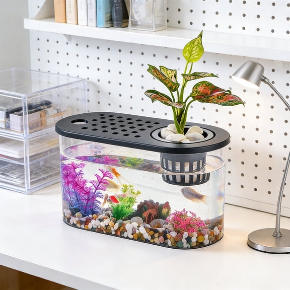 Dpityserensio Goldfish Bowl Fish Tank For Goldfish Plastic Aquarium Home Decor Clear Fish Tank For Desktop Suitable For Tabletops Living Room Bedroom Ornaments