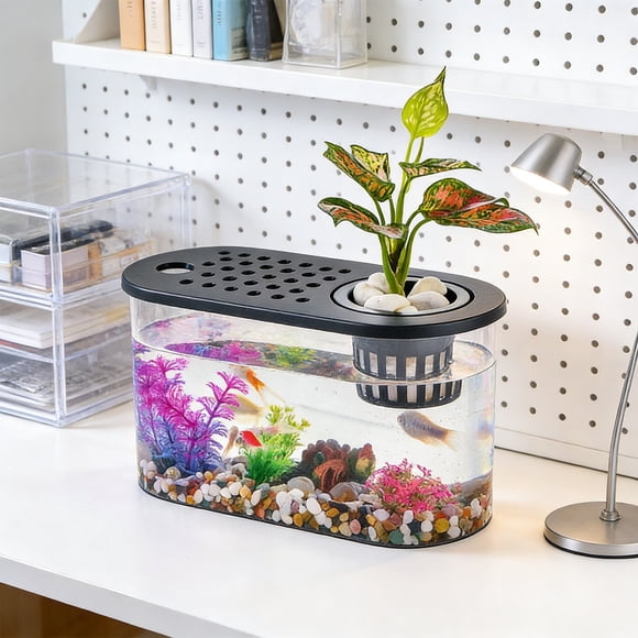 Dvkptbk Goldfish Bowl Fish Tank for Goldfish Plastic Aquarium Home Decor Clear Fish Tank for Desktop Suitable for Tabletops Living Room Bedroom Ornaments pet supplies
