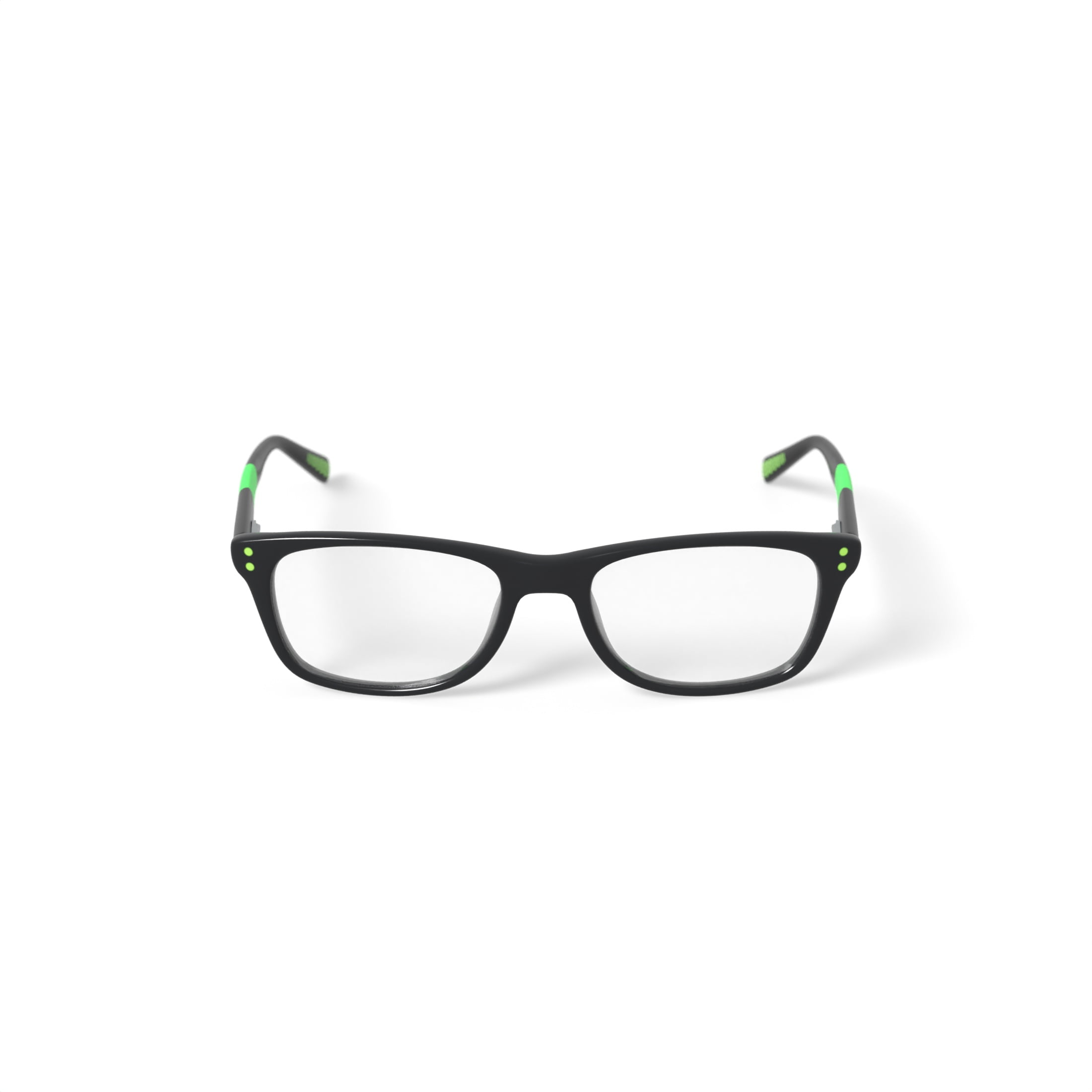 Nike Kids Rectangular Eyeglasses, NIKE 5538G, Black/Lime, 46-17-130, with Case