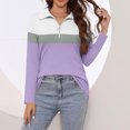 thumbnail image 2 of Lmnyox Women's Golf Shirts Quarter Zipper Long Sleeve Dressy Tops Lapel Collar Color Block Casual Blouses, 2 of 7
