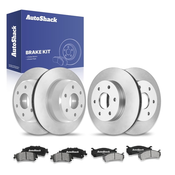 AutoShack Front & Rear Brake Rotors Ceramic Brake Pads | Replacement For 2000-2001 Chevrolet Suburban 1500 2001-2002 Silverado 1500 2002-2003 GMC Sierra 1500 5.3L 4WD AWD RWD | 12-PC Brake Kit