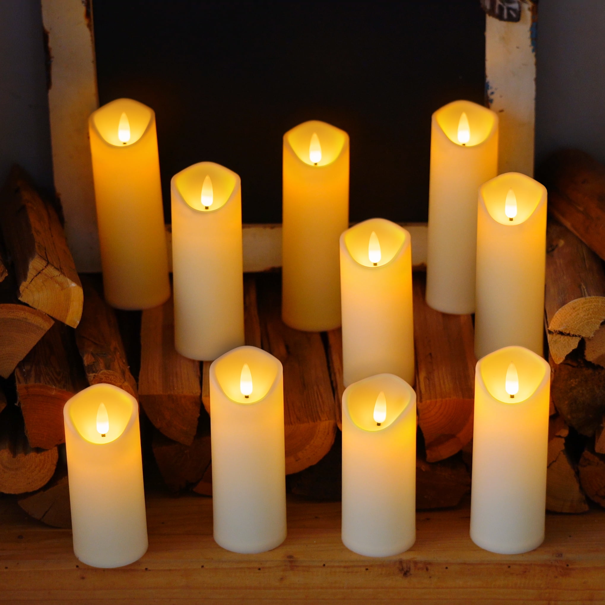 Homemory Flameless Pillar Candles Frosted Plastic LED Battery Operated Remote Control Timer 8-Count