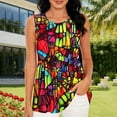 thumbnail image 2 of LYEAA Floral Tank Tops for Women Sleeveless Crewneck Loose Tunic Shirts Print Summer Pullover Tees Casual Clothes, 2 of 6