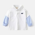 thumbnail image 2 of HAOTAGS Boys School Uniform Polos Shirt,Button Up Stand Collar Fake Two-piece Causal Tops Shirt Khaki 2-3Years, 2 of 9