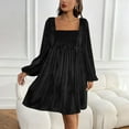 thumbnail image 4 of FDGIU Women's Holiday Party Mini Dress - Long Sleeve Sparkly Sequins Velvet A Line Evening Wear, 4 of 7