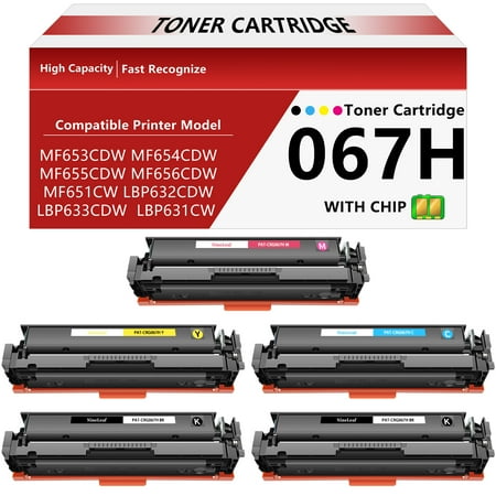 NineLeaf 067H Toner Cartridge set Compatible Replacement for Canon CRG067H 067h High Yield Cartridge Work for imageCLASS MF656Cdw MF654Cdw LBP632Cdw MF653Cdw Printers(Black,Cyan,Yellow,Magenta)