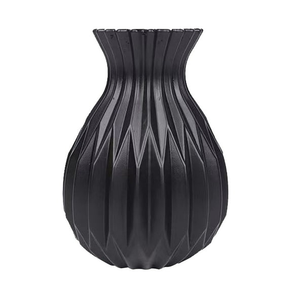 Vase for Flowers, Black Hydroponic Planter with Ceramic-like Finish, Plastic Decorative Vase for Home Decor, Water Storage Design for Fresh Cut Blooms, Modern Tabletop Ornament