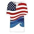 thumbnail image 4 of Button American Flag Shirts for Womens 2025 Independence Day Outfits USA Flag Stars Stripes Graphic Summer Tops Henley V Neck Tunic T-Shirts Memorial Day Patriotic Tee Shirt Vacation Clothes, 4 of 5