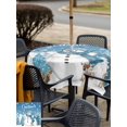 thumbnail image 4 of Outdoor Tablecloth with Umbrella Hole and Zipper, Blue Christmas Square Table Cloth 54x54 Inch Waterproof Tablecloth, Snowman Xmas Tree Snowflake Elk Winter Picnic Table Cover for Patio Camping, 4 of 7