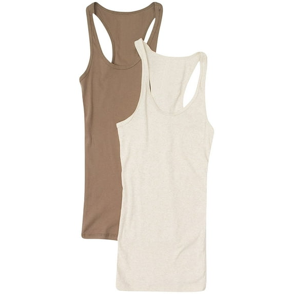 Women's & Juniors Ribbed Cami Racerback Workout Tank Top - 2 Pack