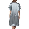thumbnail image 4 of Summer Women Satin Night Dress Solid Color V Neck Short Sleeve Nightgowns Sleep Dress Sleepwear Pajamas Nightdress Loungewear, 4 of 5