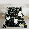 thumbnail image 2 of jejeloiu Abstract Cartoon Kitten Bedding Comforter Set,Colorful Cute Cat Twin Comforter Sets,White Black Bedding Set For Girls,Super Cozy Room Decor Reversible,2pcs, 2 of 8