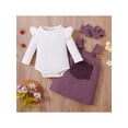 thumbnail image 3 of Mialoley Baby Girl Ruffle Crotch Button Tops Suspender Skirt Headband Suit, 3 of 9