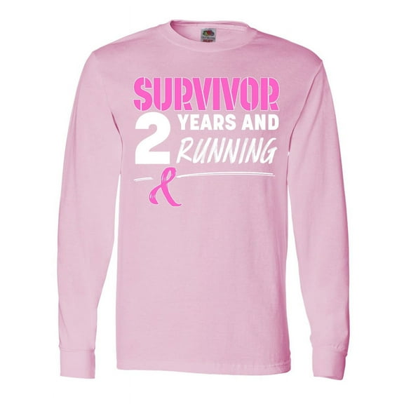 Inktastic Breast Cancer Survivor 2 Years and Running with Pink Ribbon Long Sleeve T-Shirt