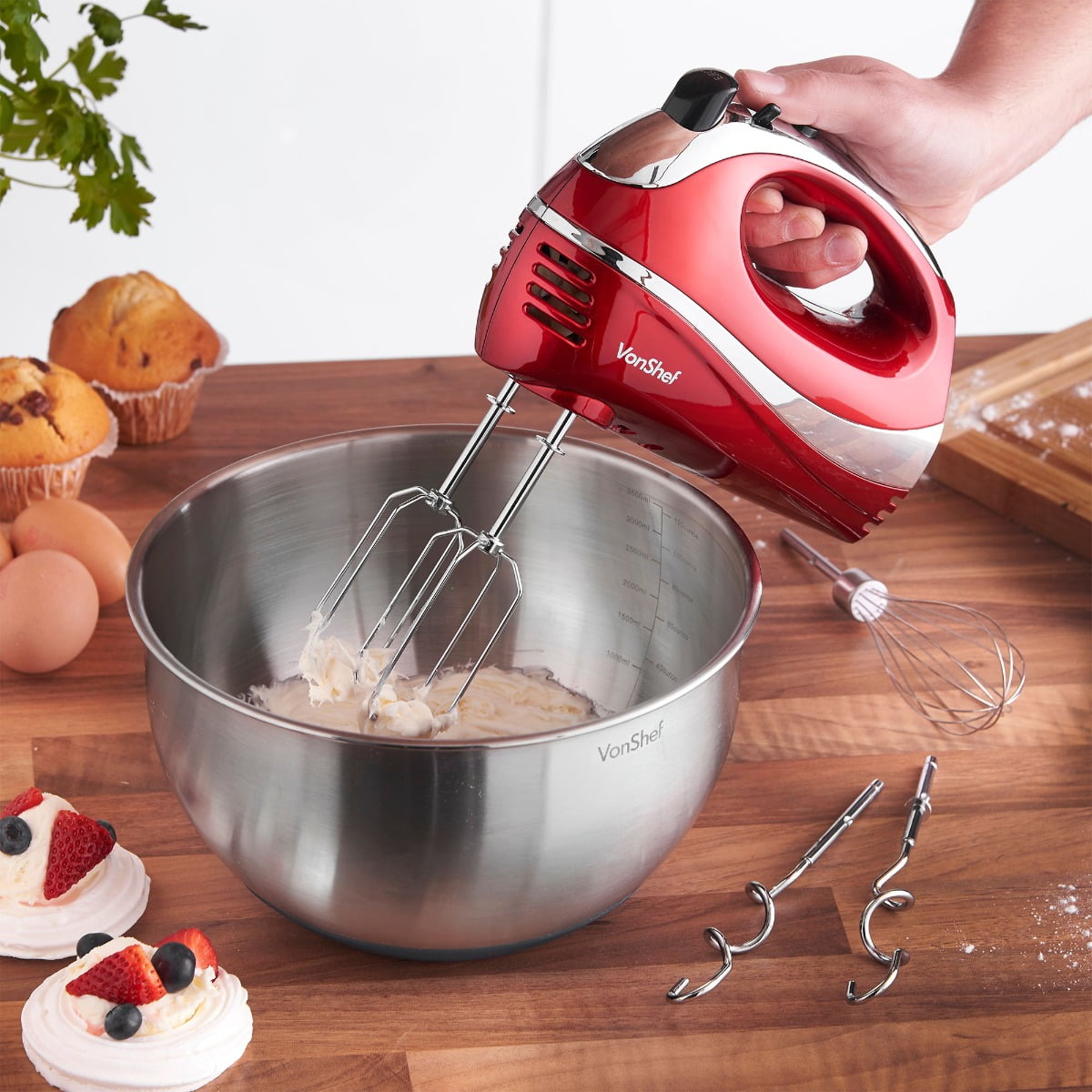 VonShef 13/229 Two-in-One Hand/Stand Mixer for 220 Volts and 50hz