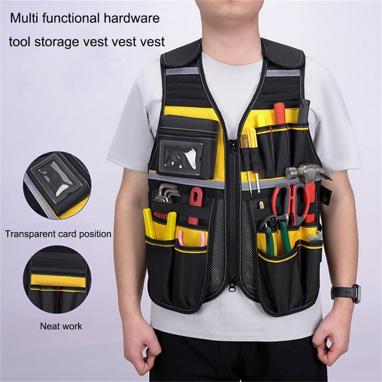 Work Jacket Adjustable Pocket Tool Vest Construction Vest Tool