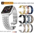 thumbnail image 2 of Adecuado para Apple Apple Watch, cinco cuentas, anillo de vaca, acero inoxidable sólido, hebilla de mariposa, correa de reloj inteligente iWatch, 2 of 5