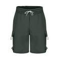 thumbnail image 5 of lkfuzj Men's Summer Solid Color Drawstring Elastic Waist Multi-Pocket Straight Leg Cargo Shorts, Casual Workout Short Pants, 5-Inch Length for Daily Wear, 5 of 7