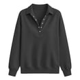thumbnail image 6 of LWITHSZG Womens Collared Henley Sweatshirt Fleece Lined Long Sleeve Sweatshirts Fall Winter Going&nbsp;Out Casual Pullover Tops Size L, 6 of 7