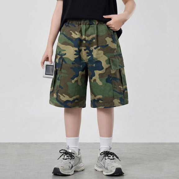 Toddler Boys Shorts Cargo Cotton Washed Summer Bottoms Loose Fit Shorts for Kids Casual Military Style Fashion