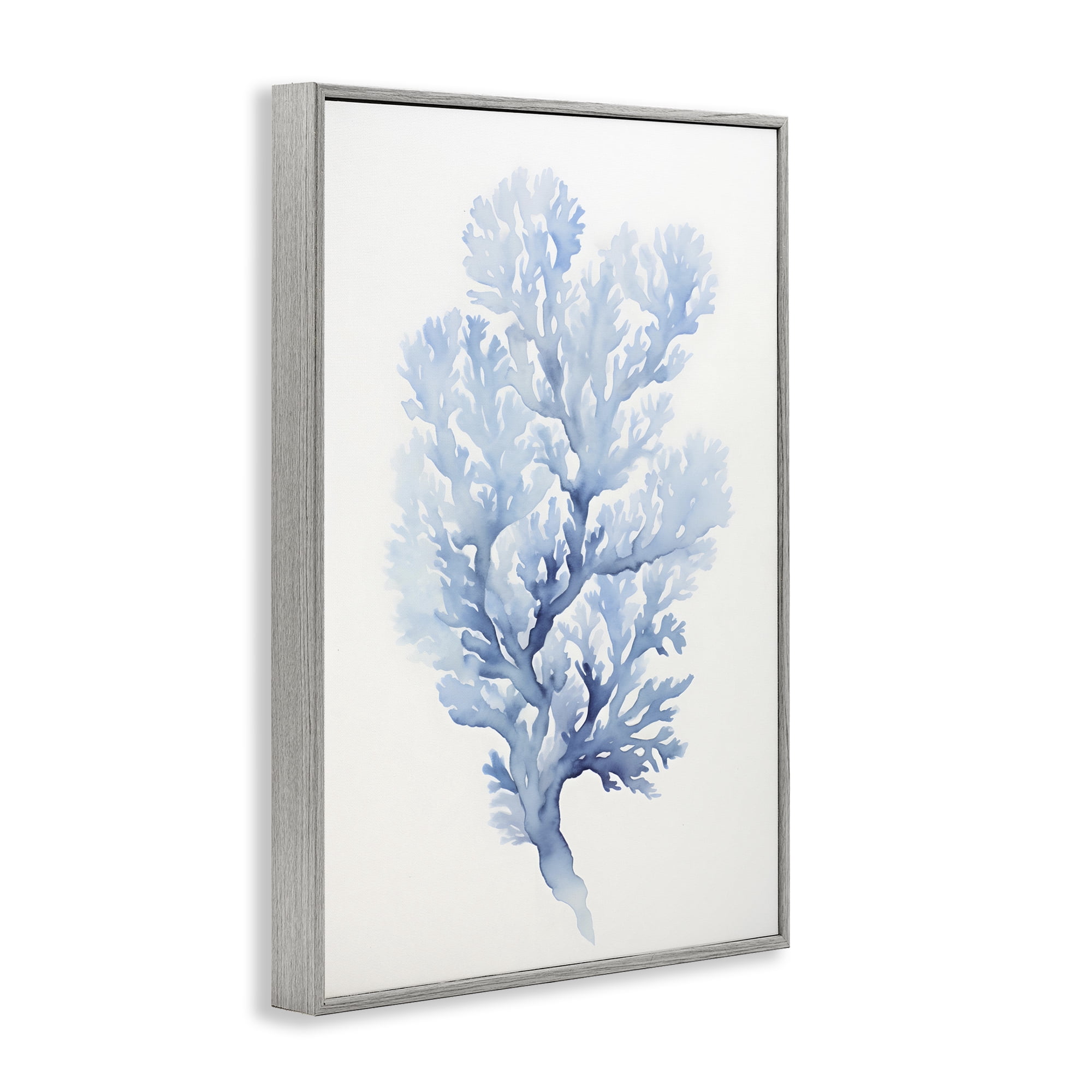 Stupell Industries Indigo Coral Shape Animals & Insects Painting Gray Framed Art Print Wall Art, 12 x 18