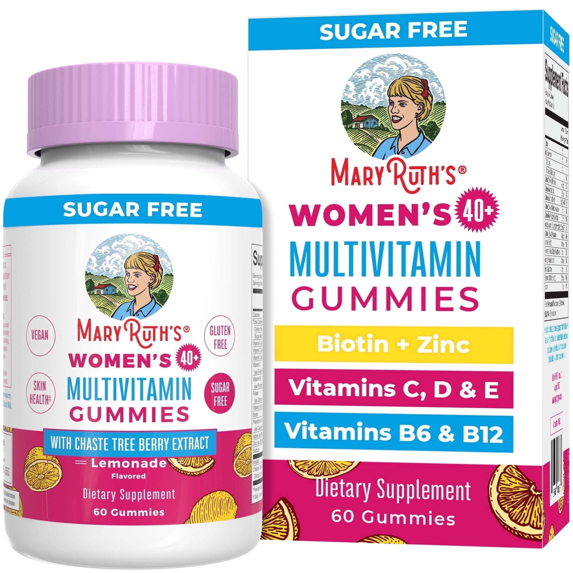 MaryRuth's Women's 40+ Multivitamin Gummies, Immune Support, Overall Health, Vegan, Gluten-Free, Dairy-Free, Lemonade Flavor, 60 Count
