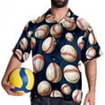 thumbnail image 4 of Baseball Men's Short Sleeve Spread Collar Beach Shirts Casual Printed Button Down Unisex Summer Tops, 4 of 6