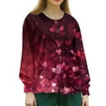 thumbnail image 4 of Valentines Day Scrub Jackets Women Plus Size Casual Button Snap Front Cute Love Heart Printed Scrubs Loose Long Sleeve Scrub Tops Nursing Workwear Medical Nurse Uniform with Pockets Hot Pink L, 4 of 4