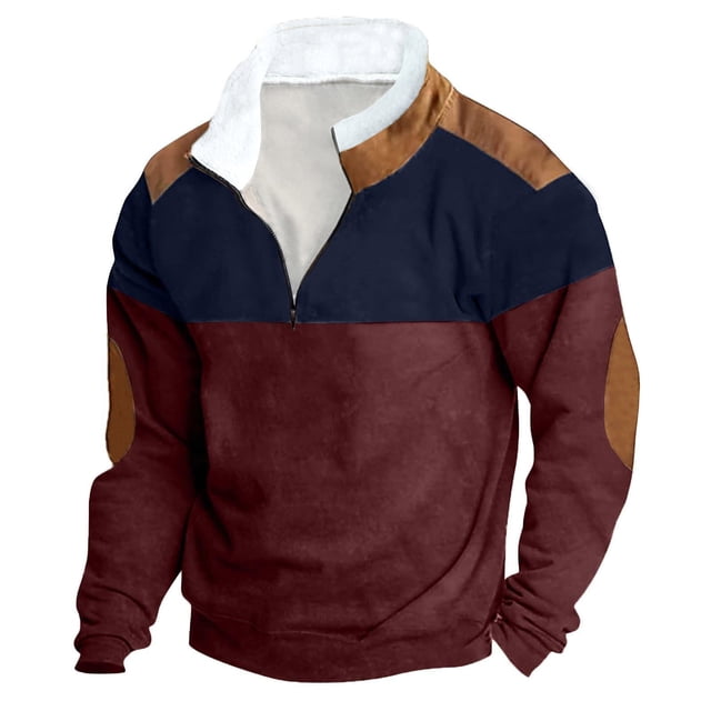 Rbaofujie Chandails à Capuchon Mode Hommes Hiver Fermeture Éclair Hauts Décontractés Manches Longues Col en V Chandail Ras du Cou Chandail Hommes