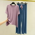 thumbnail image 2 of Posijego Womens Two Piece Outfits Lounge Sets Short Sleeve T-Shirts Elastic Waist Long Pants Sleepwear Sets, 2 of 7