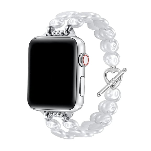 Posh Tech Eloise Faux Pearl Replacement Apple Watch Band (44/45/46/49mm) in White & Gold