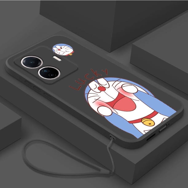 Realme C55 C35 C33 C31 C30s C30 Lucky Doraemon Mouse Funda De Silicona Líquida Mate Cuadrada Exquisita Cubierta Blanda