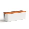thumbnail image 1 of Caja organizadora de cables de madera de gran tamaño para ocultar cables eléctricos y de alimentación | Caja organizadora de cables [blanca], 1 of 5