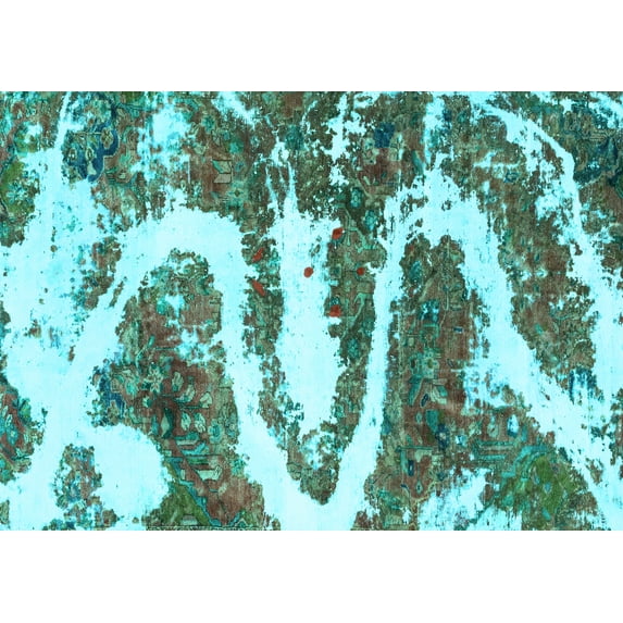 Ahgly Company Indoor Rectangle Abstract Light Blue Modern Area Rugs, 6' x 9'
