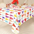 thumbnail image 2 of AnyDesign Valentine''s Day Rectangle Tablecloth Colorful Hearts Fabric Table Cloth Watercolor Washable Table Cover for Wedding Anniversary, 60 x 102 Inch, 2 of 6