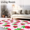 thumbnail image 2 of ODIKA 2'x3' Machine Washable Non-Slip Area Rug, Kawaii Strawberry Splash Bath Adorable Fruit Design Non Slip High Traffic Rug with Pad, Red, 729506, 2 of 8