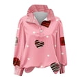 thumbnail image 4 of Plus Size Womens Printed Tunic Top Heart Print Long Sleeve Stand Collar Casual Blouse for Work Pink L, 4 of 4