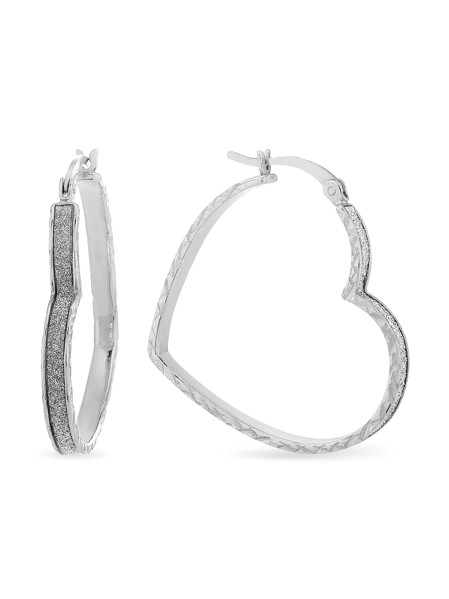 925 Sterling silver heart hoop earrings 